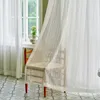 リビングルームカントリースタイルメッシュベッドルームバルコニーホワイト糸フランスレースの結婚式の飾りのためのカーテンカーテン
