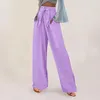 Kvinnor Pants Summer Cargo Sweatpants Women 2023 Casual Solid Loose Pockets Elastic Belt Midje Långa byxor kvinnliga streetwear