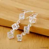 Charm noble Sterling Silver crystal lattice drop Earrings for Woman fashion party Jewelry wedding Christmas Gifts R230605