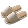 Slippers Linen Four Seasons Indoor Couples Non-slip Home Shoes Women's Silent Cotton Men's