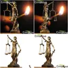 Objetos decorativos Estatuetas Ermakova Europeu Antigo Bronze Grego Deusa da Justiça Estátua Fair Angels Resina Scpture Ornaments Des Dhgex