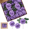 Flores decorativas 25 Unids / caja Flor Artificial Aspecto Real Blush Espuma Rosas Falsas Tallos Diy Ramos de Boda Nupcial Ducha Fiesta Decoración