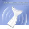 Heat EMS Facial Neck Lifting Massager LED Photon Therapy Face Beauty Machine Double Chin Reducer Anti Wrinkle Smoothing Forehead L230523