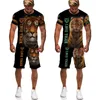 Trainingspakken voor heren Cool Tiger 3D-print T-shirt/Shorts/Set Zomer Casual O-hals T-shirt met korte mouwen Heren/Damessweatshirt Tweedelig trainingspak P230605