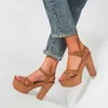 Nxy sandalet moda platformu toka kayış kadınlar yaz peep ayak parmağı kare yüksek topuklu ayakkabılar seksi gladyatör bayanlar sanalias 230511