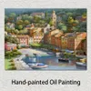 Village italien port Sung Kim peinture paysage urbain contemporain toile Art mural pour décor de cuisine peint à la main