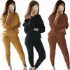 Pantalon deux pièces pour femme 2 pièces/ensemble pull extensible ensemble manches longues résistant au froid femmes automne hiver couleur unie coupe ajustée tenue à tricoter