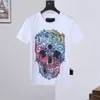 T-shirt décontracté pour hommes d'été coloré crâne imprimé style hip-hop col rond confortable respirant hauts