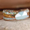 Charm Bracelets YueTong Women Wrap Bracelet Amazonite Beads 3 Times Leather Around Multilayers Statement Gifts Jewelry