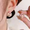 Hoop Earrings OSHUER Fashion Korean Sweet Pearl C Shaped CZ Rhinestone Small Flowers For Women Wedding Jewelry Gift