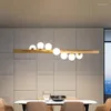 Kroonluchters Licht LED Lamp Hanglamp Restaurant Kroonluchter Scandinavische stijl Log Houtnerf Magische Bonen Effen Eenvoudige Bar Strip