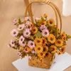 Fleurs décoratives Vintage Orange Soie Daisy Bouquet Vase Pour La Maison Chambre Décor Scrapbook De Mariage Guirlande De Noël Accessoire Artisanat Artificiel
