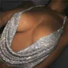 Dames Tanks Camis Sexy Glanzende Strass Crop Top Voor Vrouwen Mouwloos Ruglooze Diepe V-hals Tank Top See Through Verstelbare Hemdje Club Outfits T230605