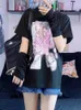 T-shirt da donna Deeptown Summer Kawaii Girl per donna Anime Harajuku Graphic Tee Top Streetwear T-shirt con stampa carina Abito rosa allentato P230603