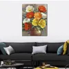 Handmade Canvas Art Autumn Poppies Sung Kim Painting Dining Area with Impressionistic Landscape Decor