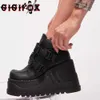 Bottes Grande Taille 43 Marque Design Steet Cool Mode Noir Style Gothique Filles Talons Compensés Chaussures Femme Plate-Forme Casual Cheville Bottes Z0605