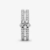 Blask Snowflake Double Pierścień dla Pandora Authentic Srebrne Srebrne Pierścienie weselne Designer Jewelry dla kobiet Crystal Diamond Luksusowy pierścionek z oryginalnym pudełkiem