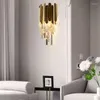 Lámpara de pared JMZM Aplique de noche moderno Lujoso Cristal dorado Iluminación Dormitorio Sala de estar Luz LED