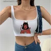 Kadın Tankları Camis Yaz Gündelik Harajuku Tişört Kadın Sokak Giyim Y2K mahsul üst vintage ulzzang serin Şeytan Şeytan Baskı Anime Tshirt kolu T230605