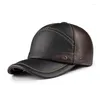 볼 캡 Gorras 겨울 2023 야구 모자 모자 Haisum Genuine Leather Men 's Army Hat 고품질 아빠 암소 성인 고체 조절 가능