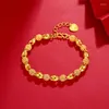 Pulseras de eslabones Producto Placer Joyas de oro Hueco Pulsera de cuentas exquisitas plateada 24K para mujeres