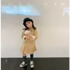 Mantel Mädchen Schleie Mäntel Frühling Herbst Kinder Baumwolle Mode Windjacke Jacken Teenager Kinder Zweireiher Kleidung 2023 Oberbekleidung