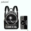 Rucksack Jackherelook Chuuk Polynesian Design Mode Schwarz PU Kleiner Rucksack Geldbörse 2er Set für Damen Luxus Satchel Alltagstasche J230517