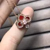 Pendants Necklaces Jewelry Women's Jewelry Designer Set with Red Onyx Full Diamond Iris Necklace Women's Color Gold Plated Wedding Gift Designer Pendant Women's