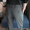 Männer Hosen 2023 Sommer Gestreiften Anzug männer Slim Fit Knöchel Länge Gerade Elasti Casual Mode Business Sozialen Kleid Hose