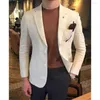 Costumes pour hommes 2023 hommes Blazer veste printemps été blanc couleur unie mince décontracté affaires mince respirant coton et lin mâle