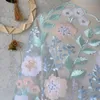 Tissu 1 yard Gorgeurs Bleu Rose Fleur Dentelle Tissu Floral Brodé Tulle Tissu pour Robe Voile De Mariée Matériaux De Couture 51 "Largeur