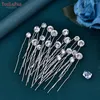 Fermagli per capelli TOPQUEEN 20pcs Spilli da donna a forma di U Sposa Ornamenti di strass lucidi Accessori da sposa Tornante HP535