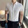 Camicie casual da uomo 6 colori estate manica corta sottile di alta qualità 2023 moda uomo solido business abito sociale formale taglie forti 5XL-M