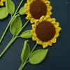 Decorative Flowers Crochet Sunflower Eternal Sun Handmade Decor Artificial Bouquet Knitted Home Gift For