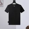 Camiseta masculina de verão, caveira, letras simples, broca, gola redonda, confortável e respirável, tops casuais