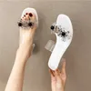 Plus Size Womens Shoes 41-43 Summer Fat Feet Wide and Fat Water Drill Transparent High-heeled Slippers Thick with Sandals