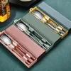 Dinnerware Sets 1 Set Cutlery Portable Stainless Steel Chopsticks Spoon Box Student Supplies For Kitchen Tableware