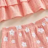 Ensembles de vêtements enfants filles vêtements d'été courts 2023 caraco double couche avec taille élastique fleur Shorts tenue pour