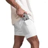 Shorts de corrida masculino ginásio shorts crossfit 2 em 1 esporte shorts homme fitness basquete jogging musculação calças curtas