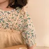 Zestawy odzieży sukienka dziewczyny 2023 Summer Koreańska wersja mody Ruffle poślizg Kwiatowy bluzka z krótkim rękawem