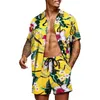 Trainingspakken voor heren Ruimvallend Pak in Hawaiiaanse stijl Jeugd Bloemenprint Casual shirt en shorts Tweedelige set voor heren Sneldrogend Ademend