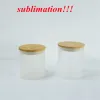 Quality sublimation blank 6oz candle jar tumbler straight with bamboo lid straight glass candy jar frosted tumbler for heat transfer