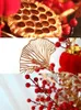 Decorative Flowers Long Artificial Red Berry Bouquet Silk Plants DIY Home Vase Arrangement X'mas Tree Ornaments Year Party Decorations