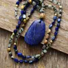 Pendant Necklaces Bohemian Women Lariat Strand Necklace Random Semiprecious Stone Lapis Boho Jewelry Wholesale Drop