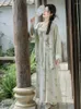 Robes décontractées été femmes Style chinois à lacets longue bal Vintage femme vacances imprimer maille robes de soirée robe de soirée formelle 2023