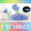 Led Rave Toy 5 Pcs Fidget Slug Chaveiro Brilho no Escuro 3D Multicolor Caracol Sensorial Luminoso Articulado Stim para Alívio AntiAnsiedade 230605