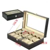 Pochettes à bijoux Watch Case 12 Slot Box Organisateur en cuir PU pour hommes et femmes