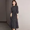 Casual Kleider 2023 Koreanische Mode Frauen Blumen Kleid Weibliche Gedruckt Bodenbildung Frau Vintage Büro Dame Stil Kleider Feminie Kleidung