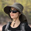 Novo Chapéu Feminino Aba Grande Shl Chapéu Balde Verão Pesca Ao Ar Livre Caminhadas Proteção Anti-pescoço UV Boné de Sol Chapéus Femininos Bonnet L230523