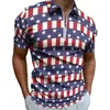 Mens Polos Patriotic USA Flag Polo décontracté Polo Stars and Stripes T-shirts Mâle à manches courtes Graphique Graphique Jour esthétique Tops surdimensionnés